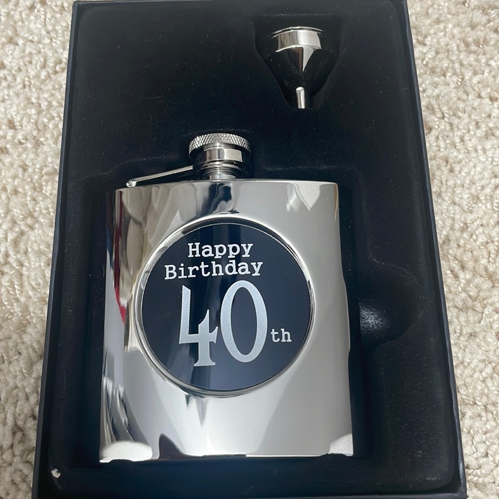 New in the box 40th birthday flask